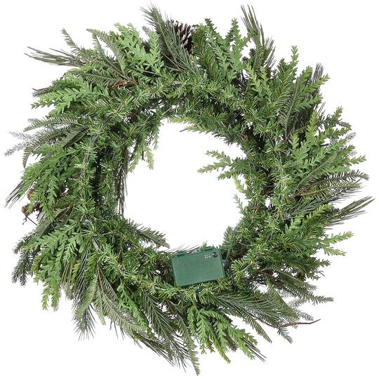 Alpine Collection 30" Warm White LED Decorated Wreath